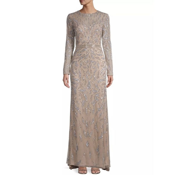 NEW Mac Duggal Beaded Long Sleeve Evening Full Length Gown Sz. 12 - Picture 7 of 9